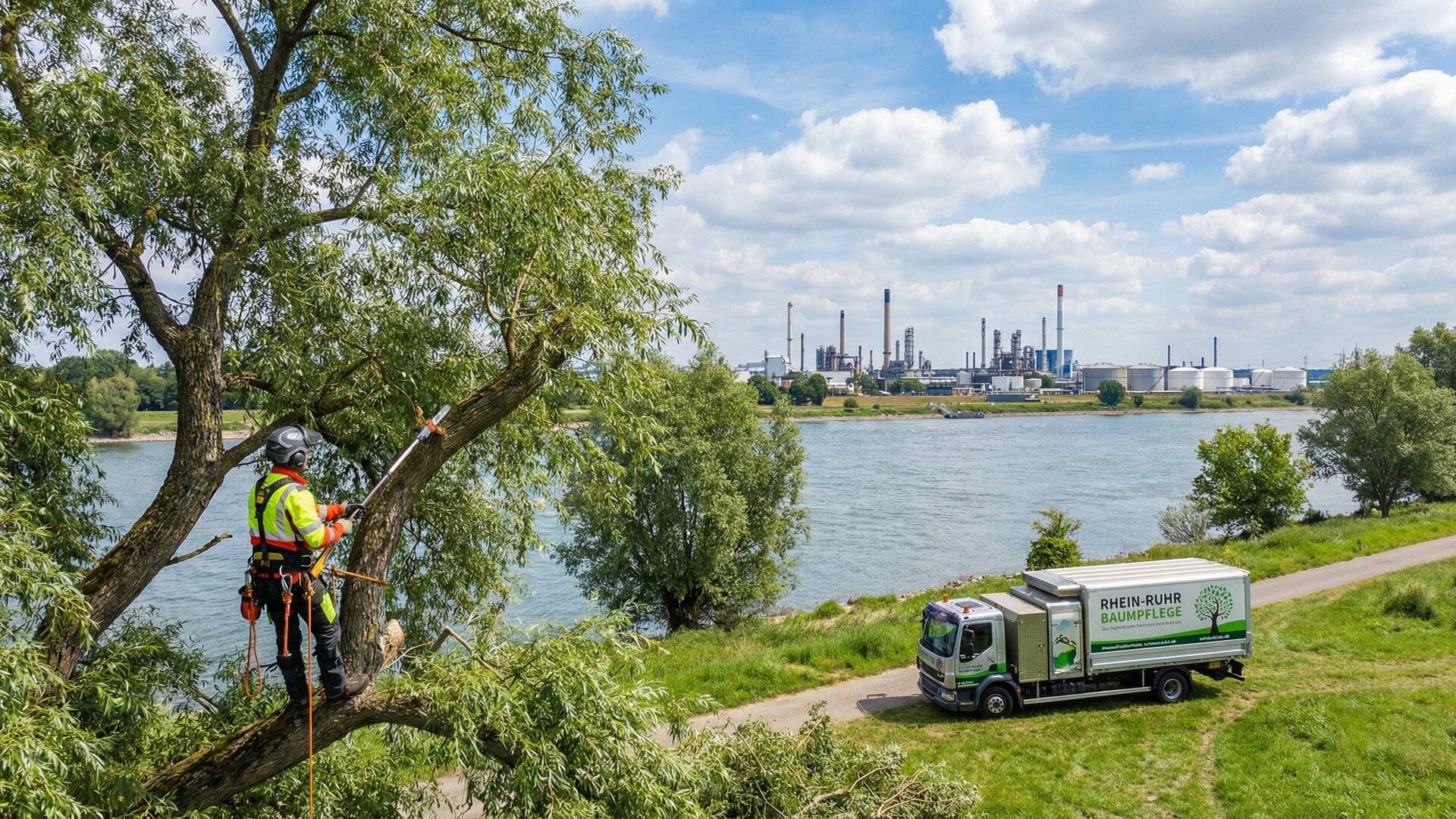 Baumpflege am Rheinufer in Wesseling